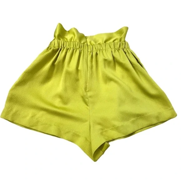 L’academie Cornelie lime green satin-like shorts XS